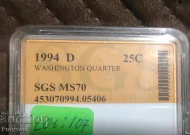 Livrarea Lot: 3 buc. 25 cenți 1990 D-1994 D-1998 D -MS 70