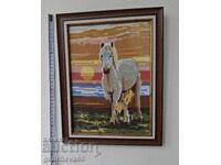 Beautiful Hand-Stitched Framed Tapestry