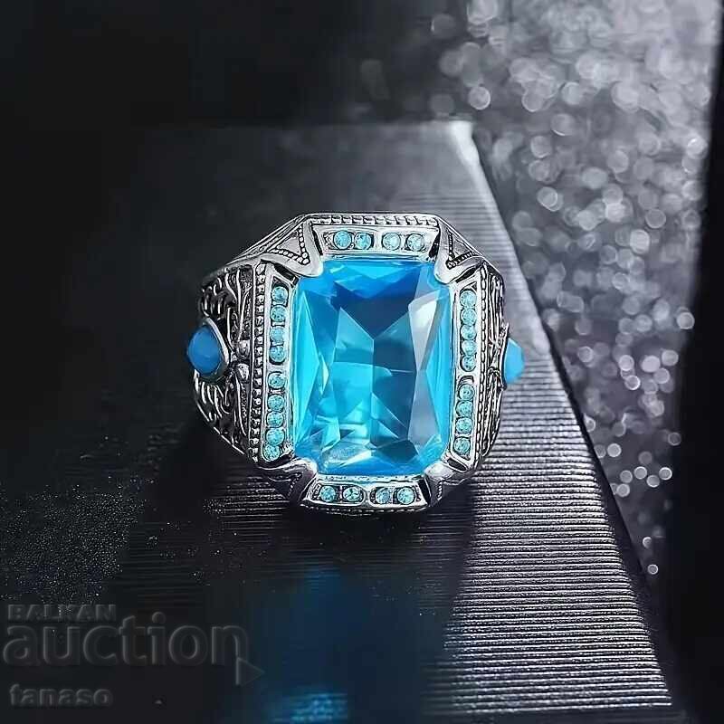 Men's ring with sky blue zircon with price € 12.50 | 24.45 BGN