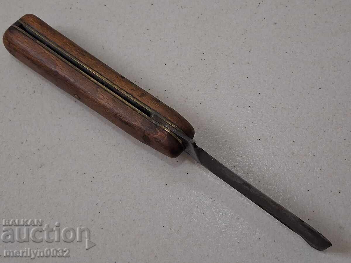Old vine knife with wooden handles with markings - 6 Old vine knife with wooden handles with markings - 6