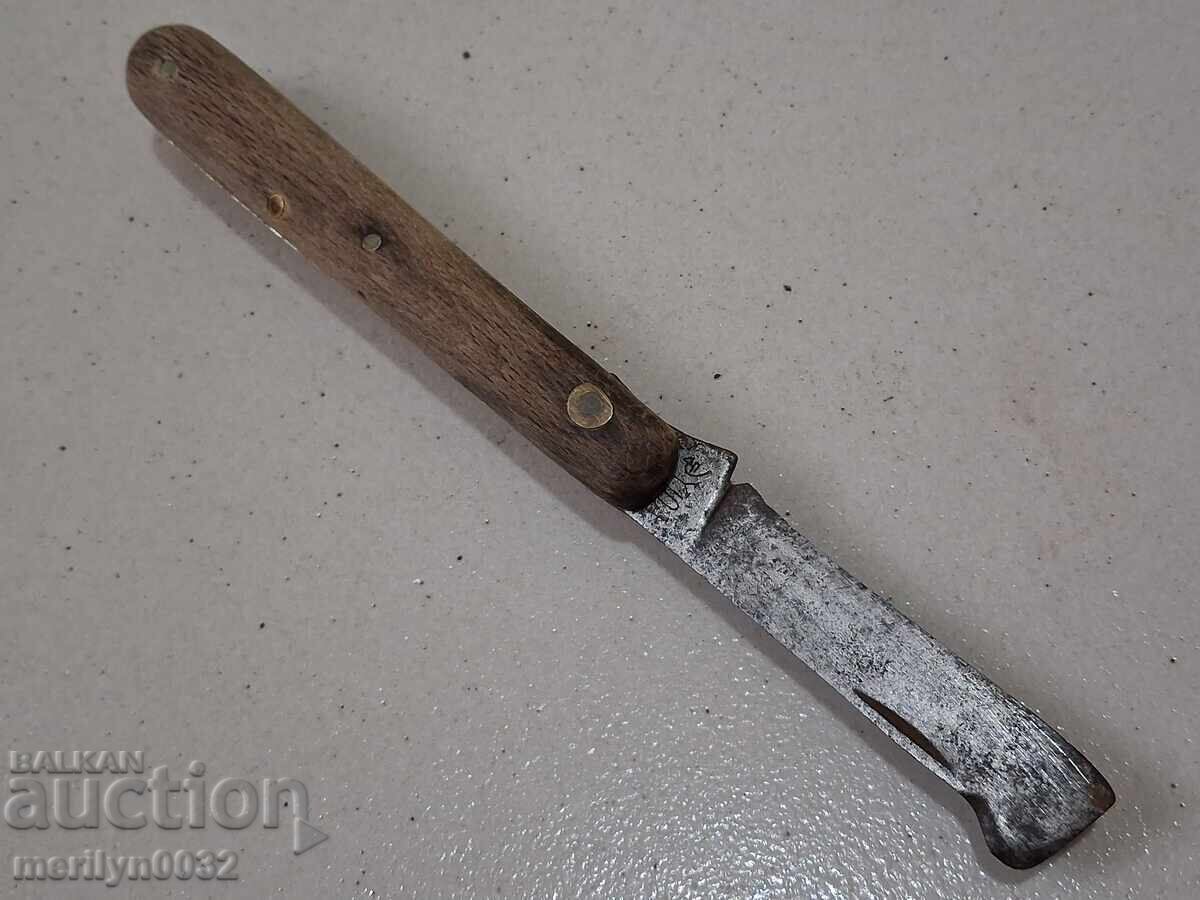 Стара лозарска ножка с чирени от дърво с маркировка - 5 Стара лозарска ножка с чирени от дърво с маркировка - 5