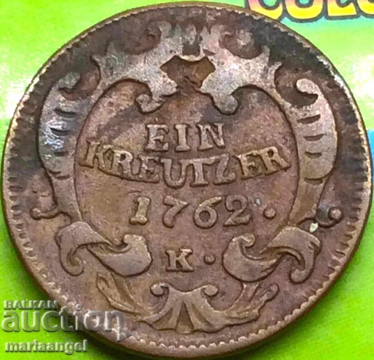 1 Kreuzer 1762 Austria K-Kremnitz Maria Theresa 10.57g - 6 1 Kreuzer 1762 Austria K-Kremnitz Maria Theresa 10.57g - 6