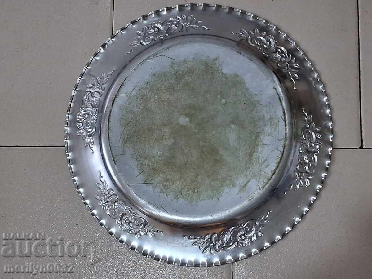 Old tray, platter, brass serving dish, 1951 - 6