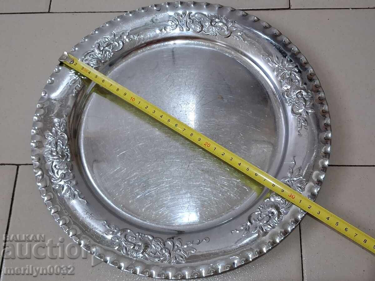 Old tray, platter, brass serving dish, 1951 - 7