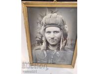Fotografie veche în ramă cu militar, tanchist kemaf
