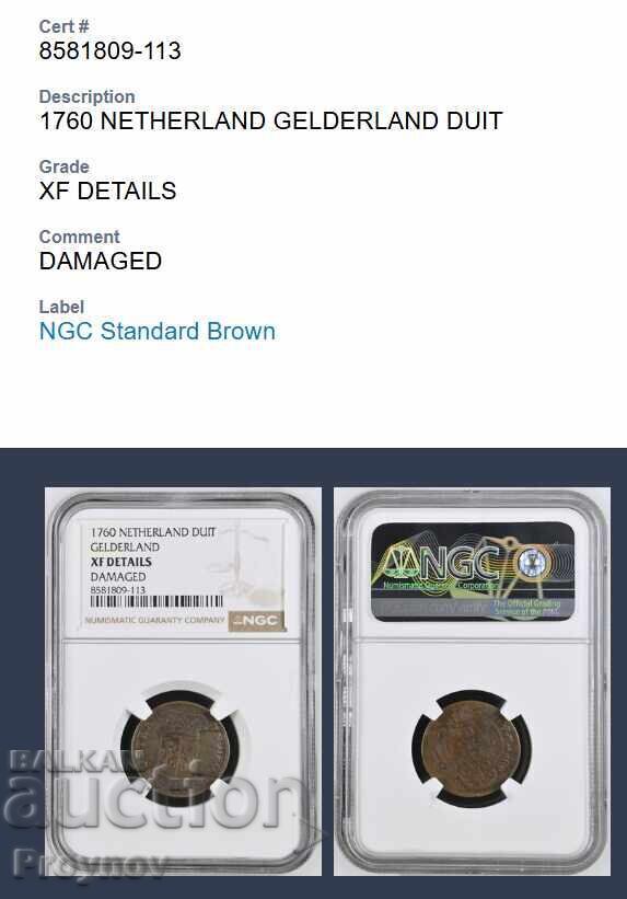 Δημοπρασία 1760 Ολλανδικό Duit Gelderland -μαρκαρισμένο