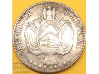Bolivia 1865 1 boliviano 24.85g silver - extremely rare