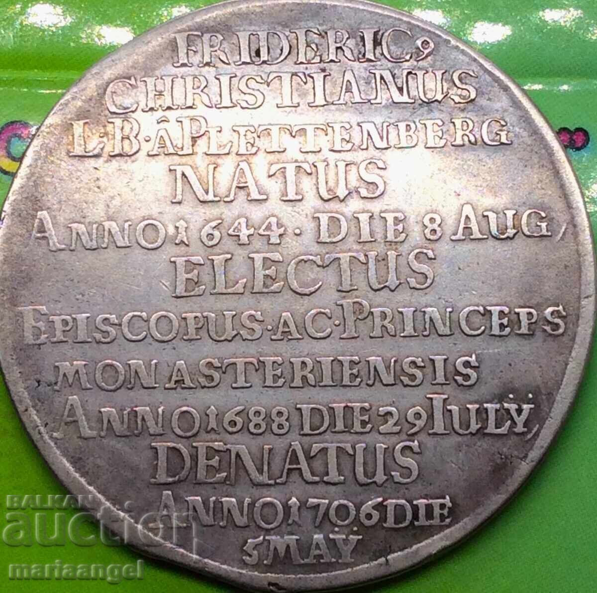 Auction  Germany 1 Thaler 1706 Münster 28.14g silver RARE