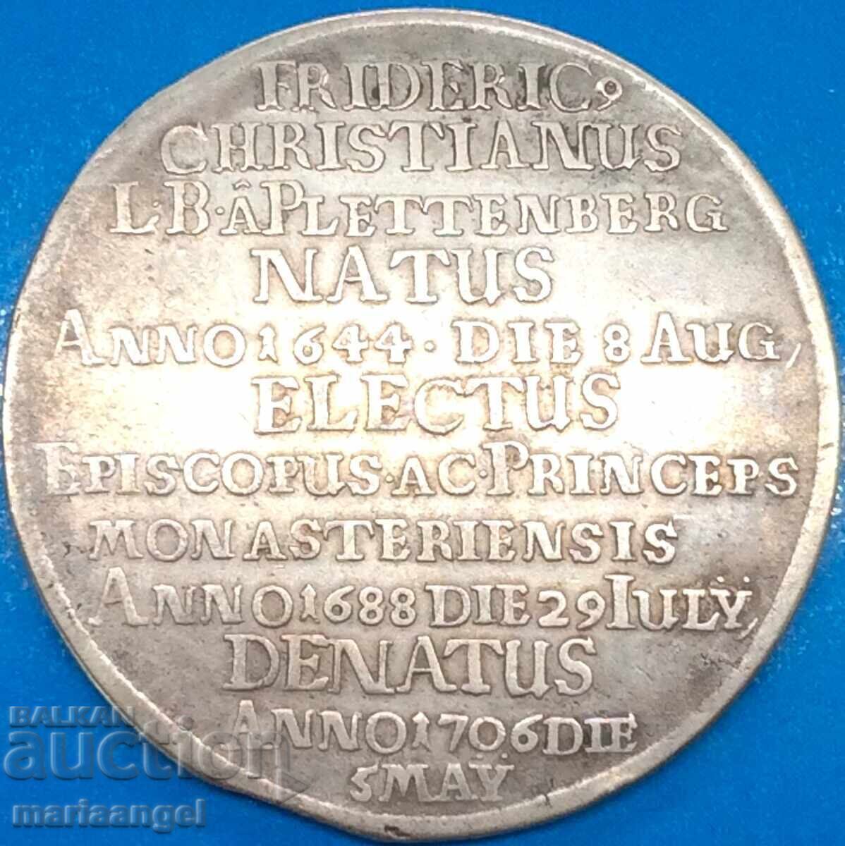 Germany 1 Thaler 1706 Münster 28.14g silver RARE - 5