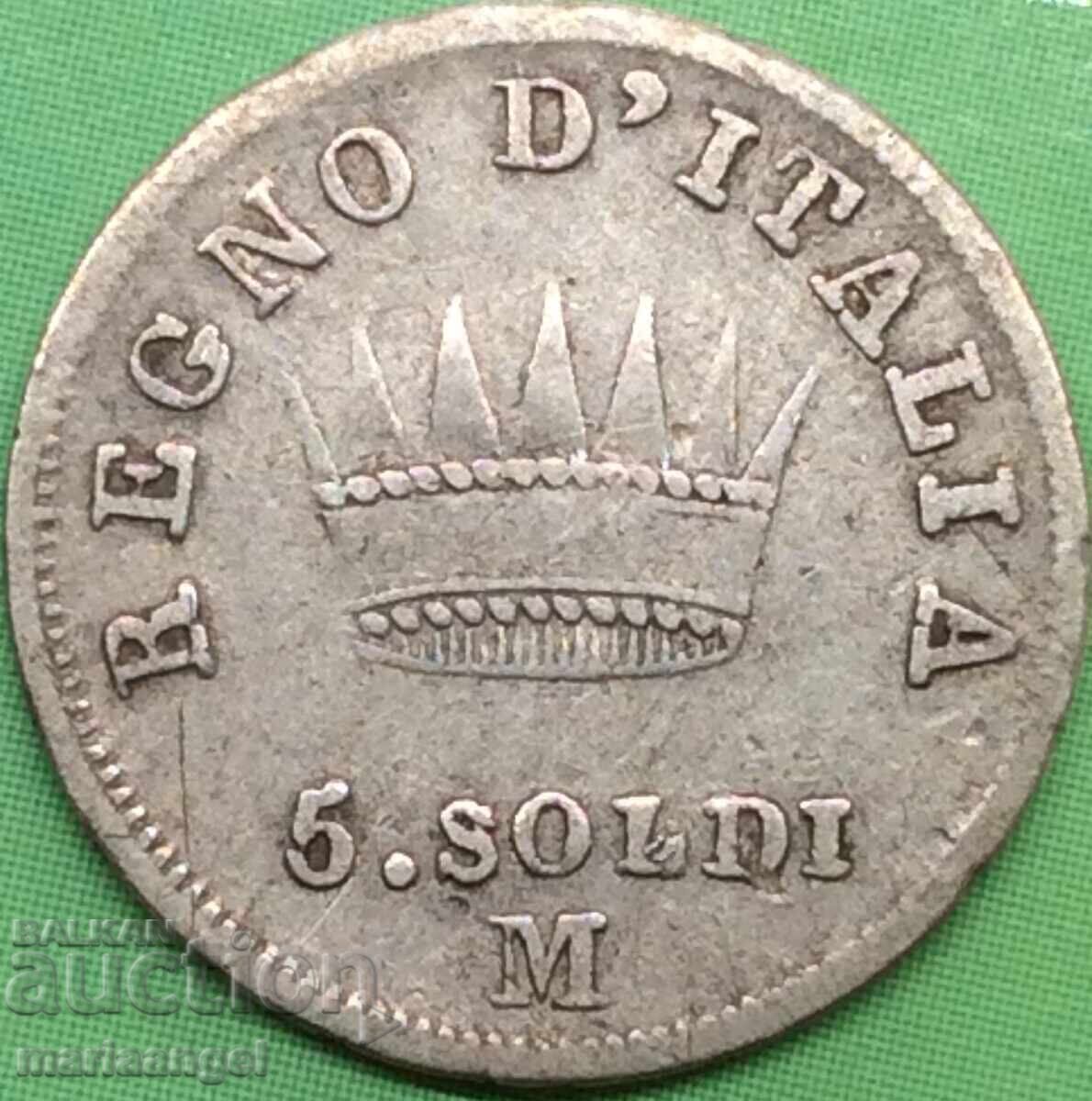 Δημοπρασία Ναπολέων 5 σόλδι 1810 Ιταλία ασήμι