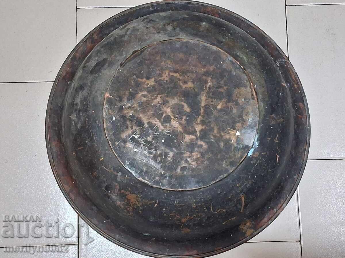 Бакърен леген  бакър меден съд котел корито купел - 7