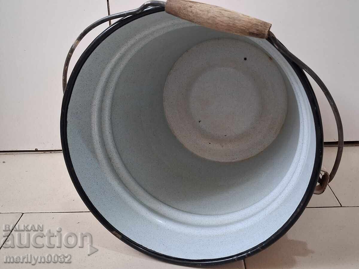 Ροζ σμάλτινο κουβάς εποχής σοσιαλισμού, σκεύος σμάλτου ΕΣΣΔ - 5