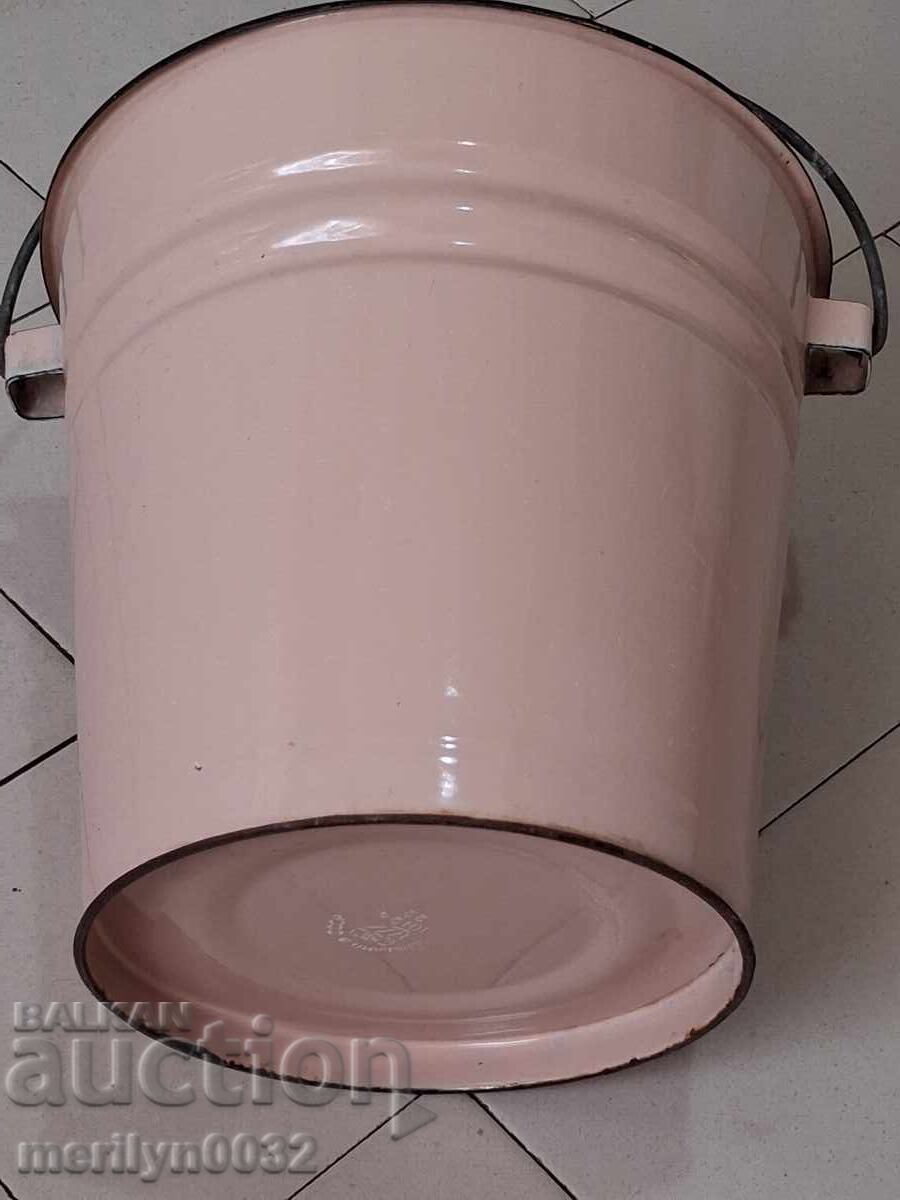 Ροζ σμάλτινο κουβάς εποχής σοσιαλισμού, σκεύος σμάλτου ΕΣΣΔ - 6
