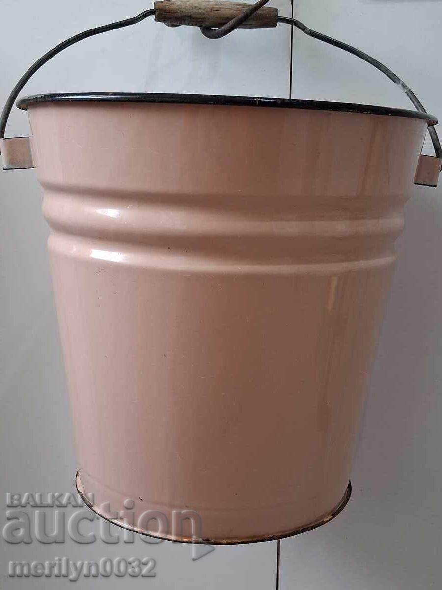 Ροζ σμάλτινο κουβάς εποχής σοσιαλισμού, σκεύος σμάλτου ΕΣΣΔ - 7