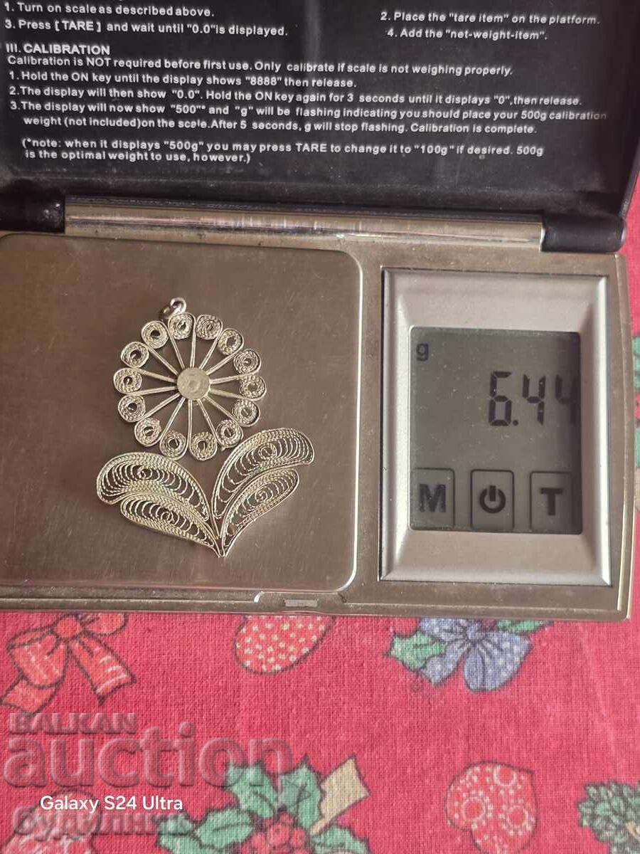 Ασημένιο Μασίφ μενταγιόν Φιλιγκράν. Ξεκινώ πάνω από 100 Δημοπρασίες - 7