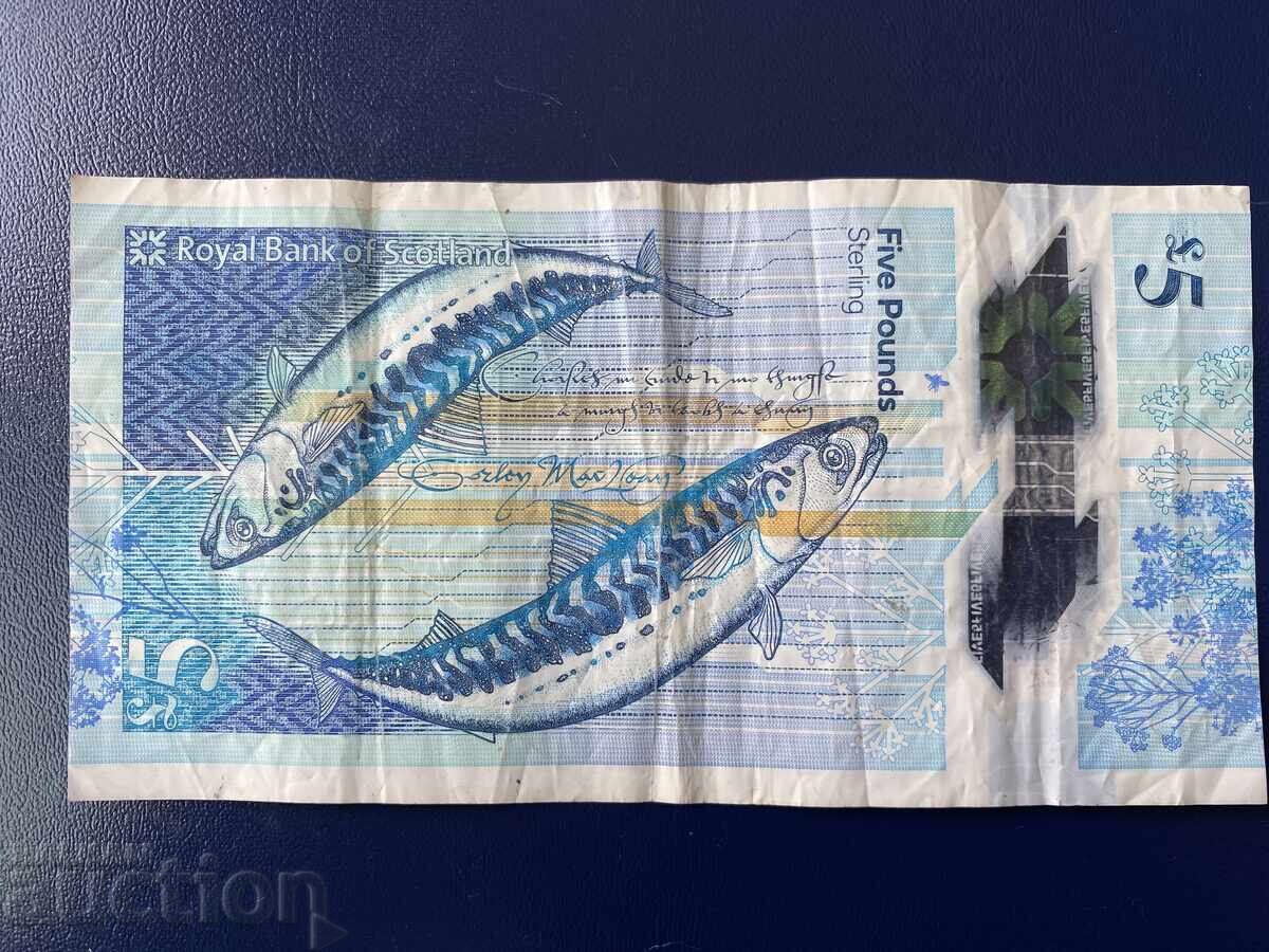 Scoția 5 lire 2016 pește macrou polimer cu preț 19.00 BGN | € 9.71