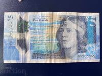 Scoția 5 lire 2016 pește macrou polimer