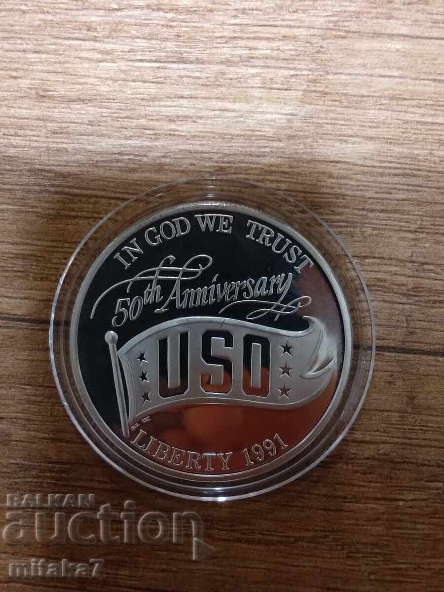 1 Dollar 1991, Silver, USA 1 Dollar 1991, Silver, USA