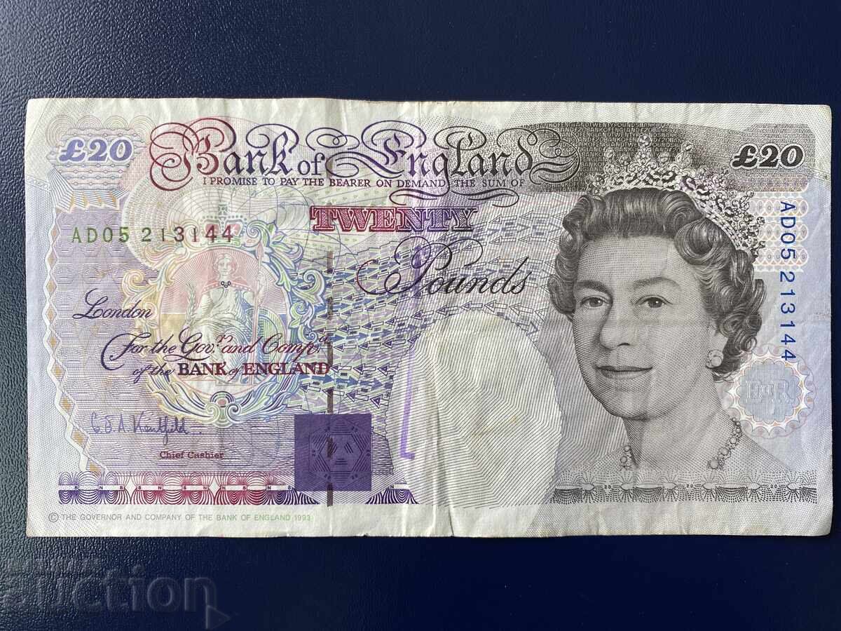 United Kingdom England 20 Pounds 1993 Michael Faraday Elizabeth with price 49.00 BGN | € 25.05