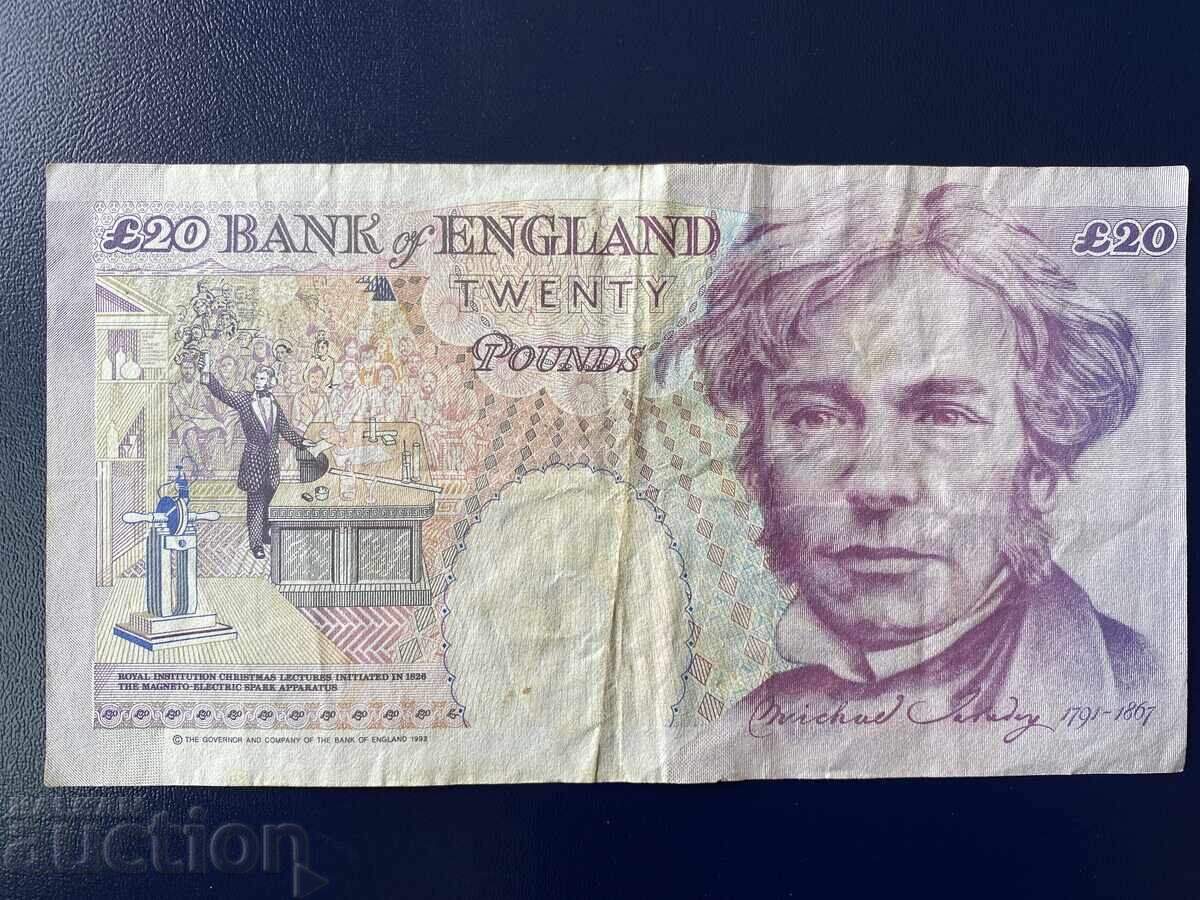 United Kingdom England 20 Pounds 1993 Michael Faraday Elizabeth