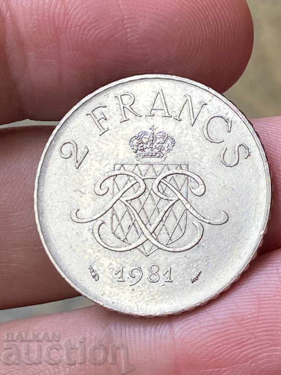 Монако 2 франка 1981 принц Раиние III с цена 9.00 лв. | € 4.60