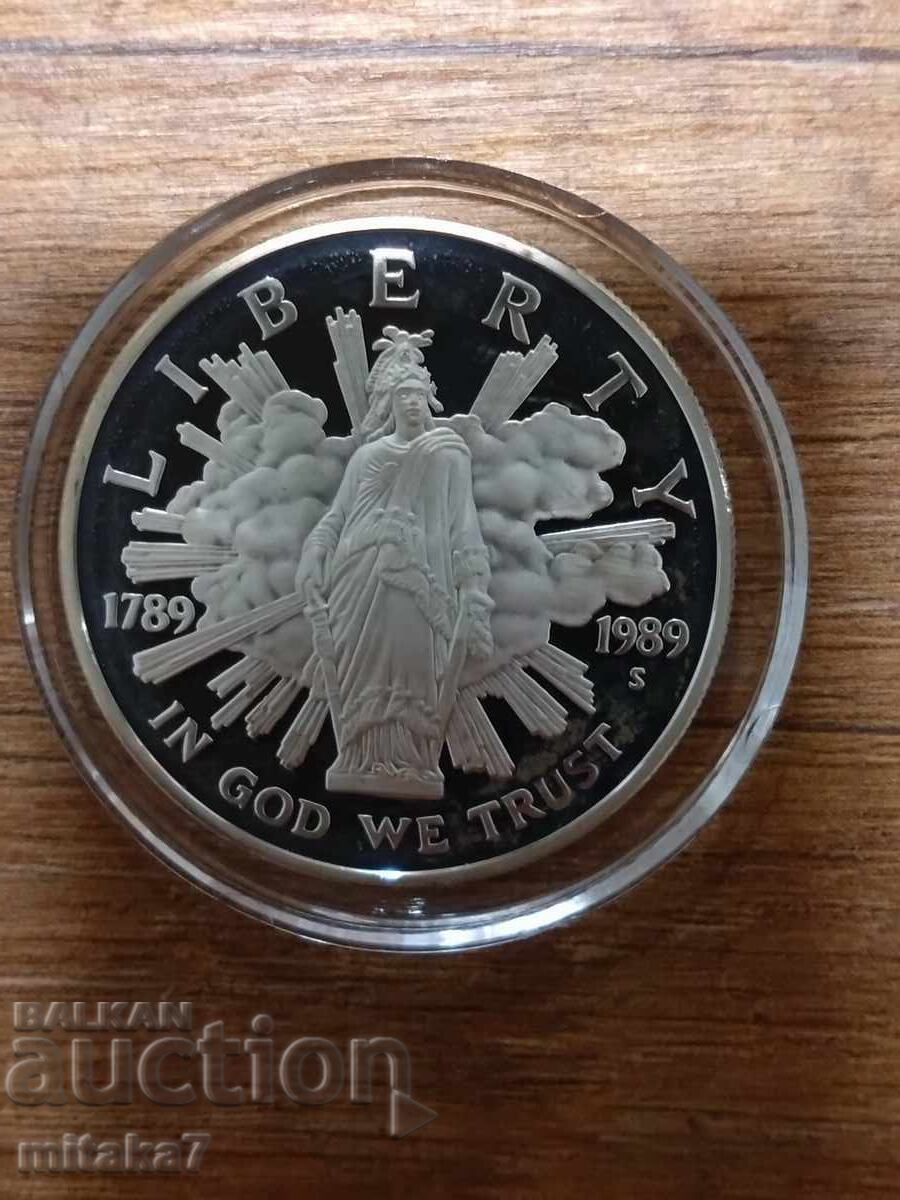 1 dollar 1989, silver, USA