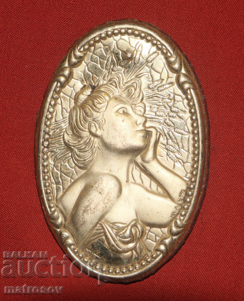 Licitație Argint 850 mică metaloplastie portret feminin