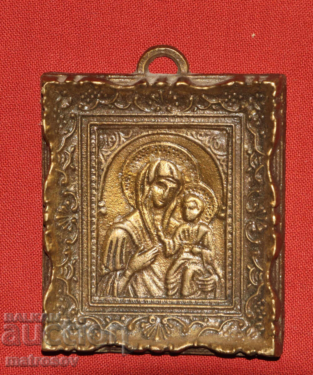 Δημοπρασία Μικρή ορειχάλκινη εικόνα, ανάγλυφο, Παναγία με τον Χριστό