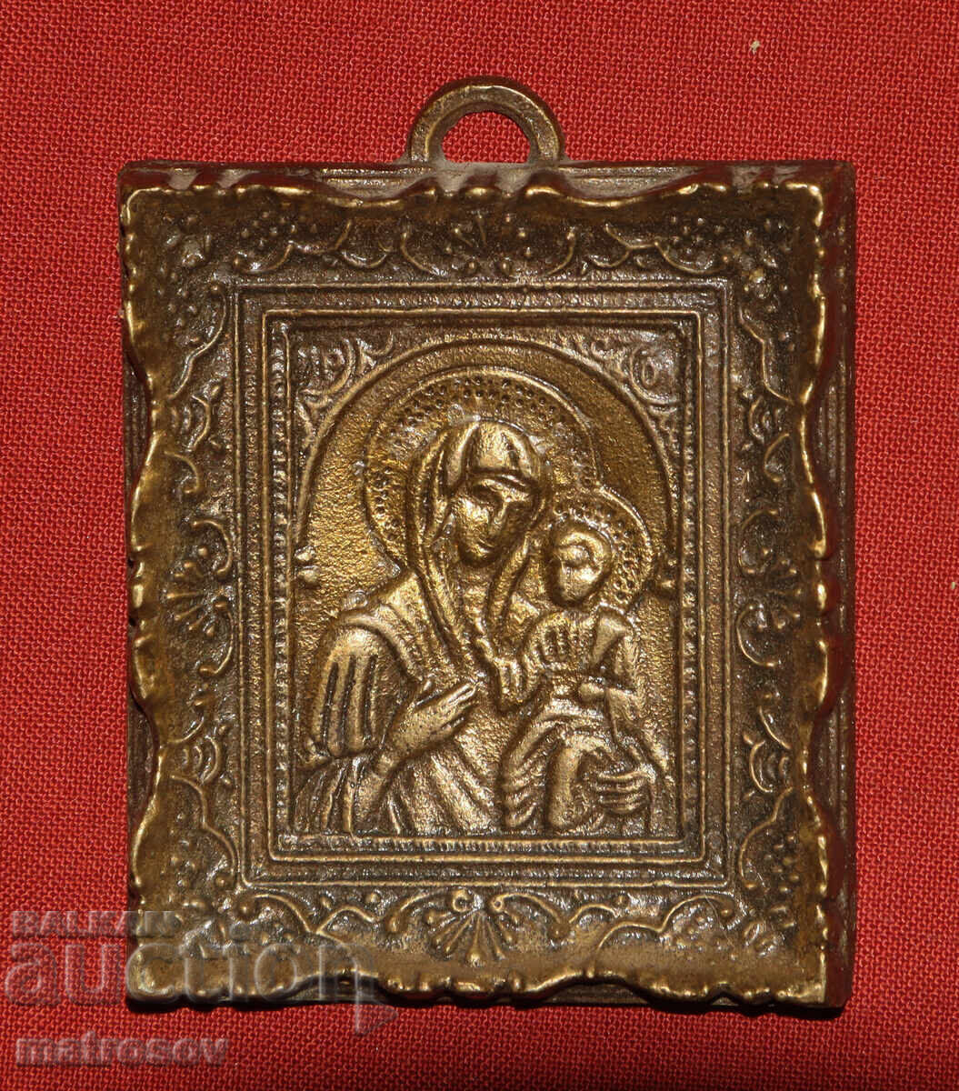 Μικρή ορειχάλκινη εικόνα, ανάγλυφο, Παναγία με τον Χριστό