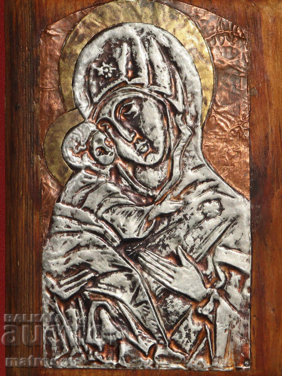 Аукцион Ръчно изработена метална икона Богородица с Младенеца