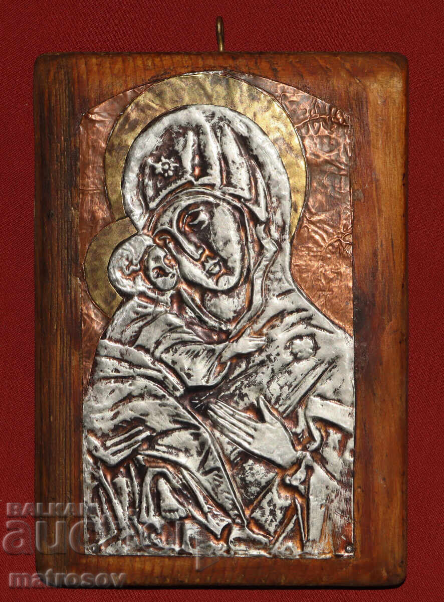 Ръчно изработена метална икона Богородица с Младенеца