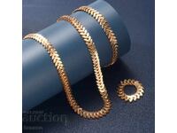 Set colier, brățară și inel pentru damă, placate cu aur