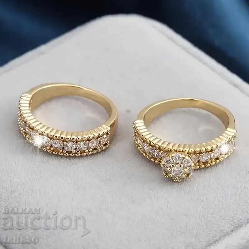 Σετ από 2 γυναικεία δαχτυλίδια με λουλούδια, κυβικό ζιρκόνιο με τιμή 25.00 BGN | € 12.78 Σετ από 2 γυναικεία δαχτυλίδια με λουλούδια, κυβικό ζιρκόνιο με τιμή 25.00 BGN | € 12.78