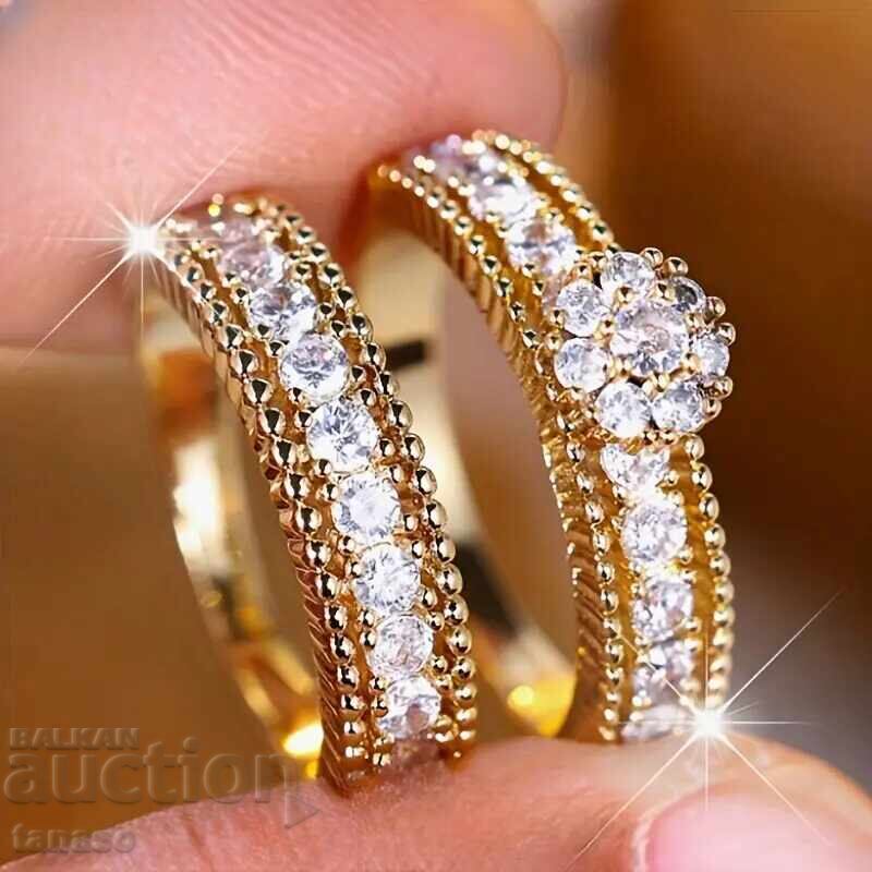 Licitație Set de 2 inele de damă cu flori, zirconiu cubic Licitație Set de 2 inele de damă cu flori, zirconiu cubic