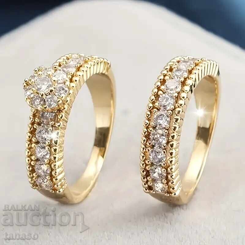 Σετ από 2 γυναικεία δαχτυλίδια με λουλούδια, κυβικό ζιρκόνιο Σετ από 2 γυναικεία δαχτυλίδια με λουλούδια, κυβικό ζιρκόνιο