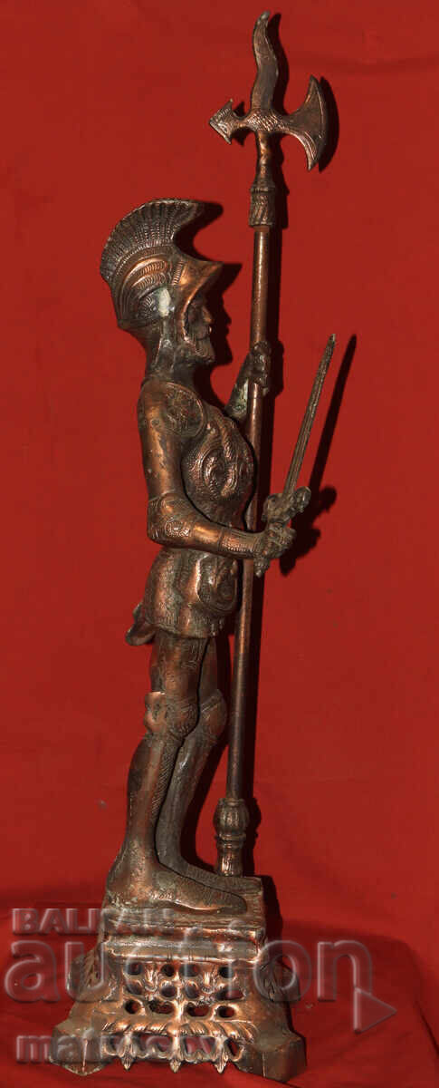 Large 85 cm copper sculpture of a warrior with a spear and sword - 7 Large 85 cm copper sculpture of a warrior with a spear and sword - 7
