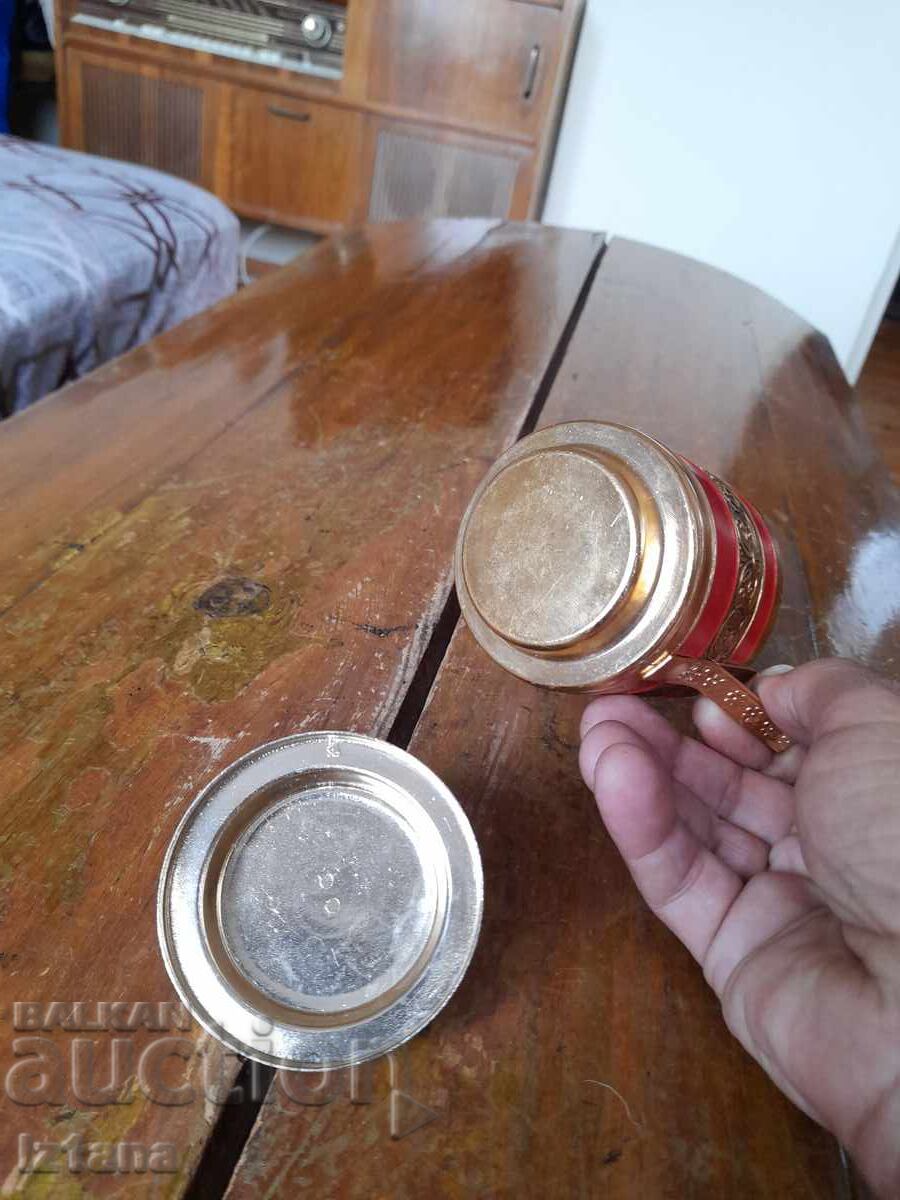 Old Russian Souvenir Metal Cup - 5