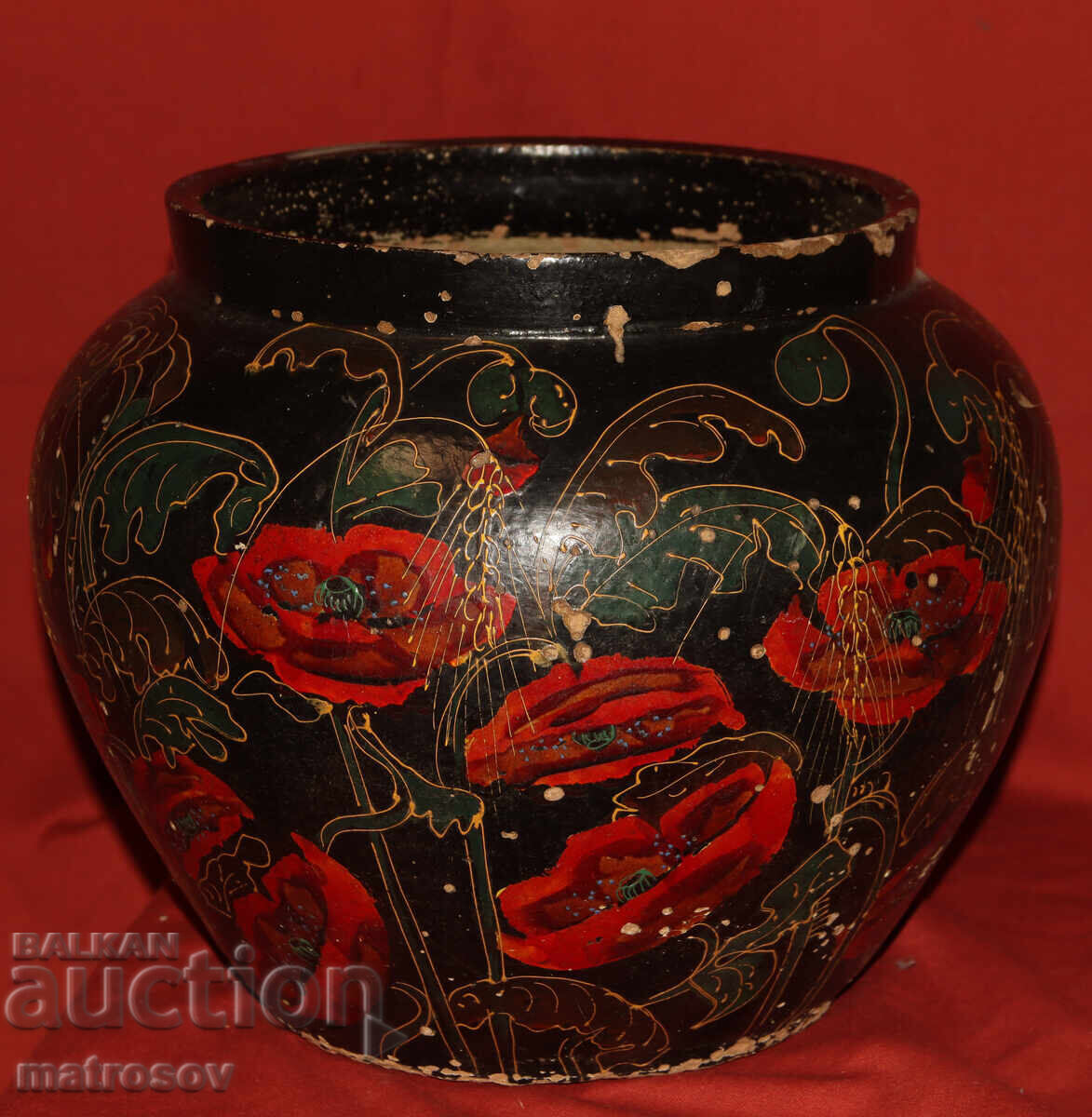 Δημοπρασία Μεγάλο παλιό κεραμικό χειροποίητο βάζο / ντελβά