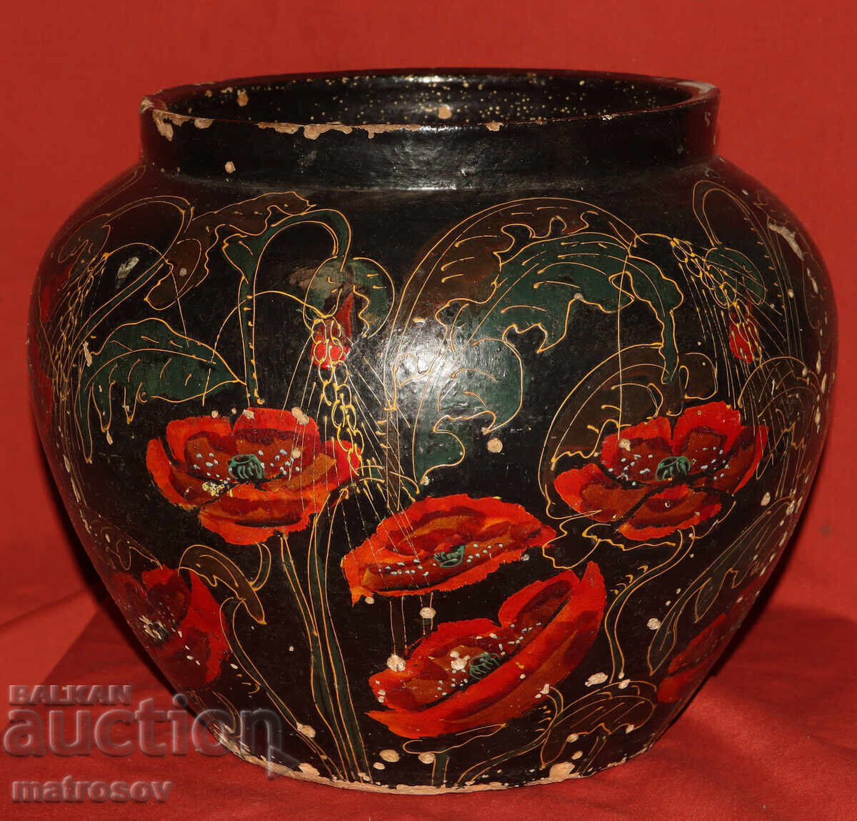 Μεγάλο παλιό κεραμικό χειροποίητο βάζο / ντελβά - 6