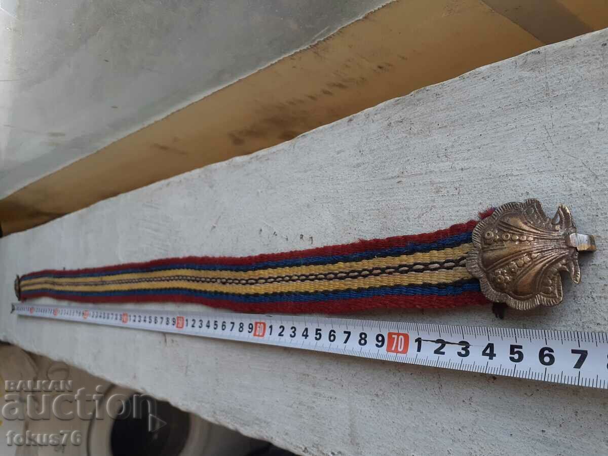 Knitted woolen belt with small bronze pofts for costume - children's - 6