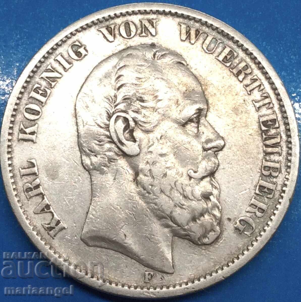 Auction 5 stamps 1875 Germany Karl von Württemberg 27.54g silver Auction 5 stamps 1875 Germany Karl von Württemberg 27.54g silver
