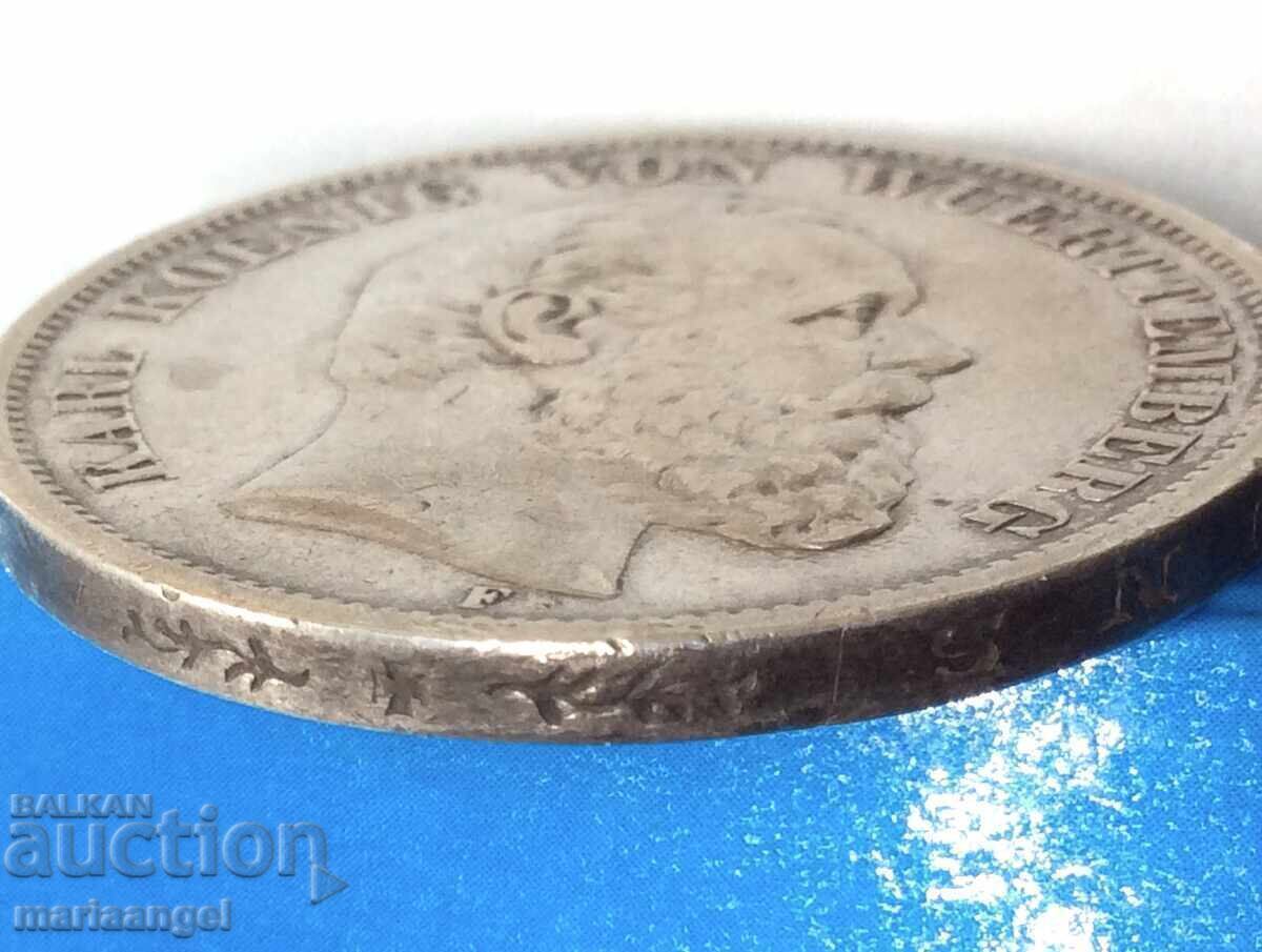 5 stamps 1875 Germany Karl von Württemberg 27.54g silver - 5 5 stamps 1875 Germany Karl von Württemberg 27.54g silver - 5