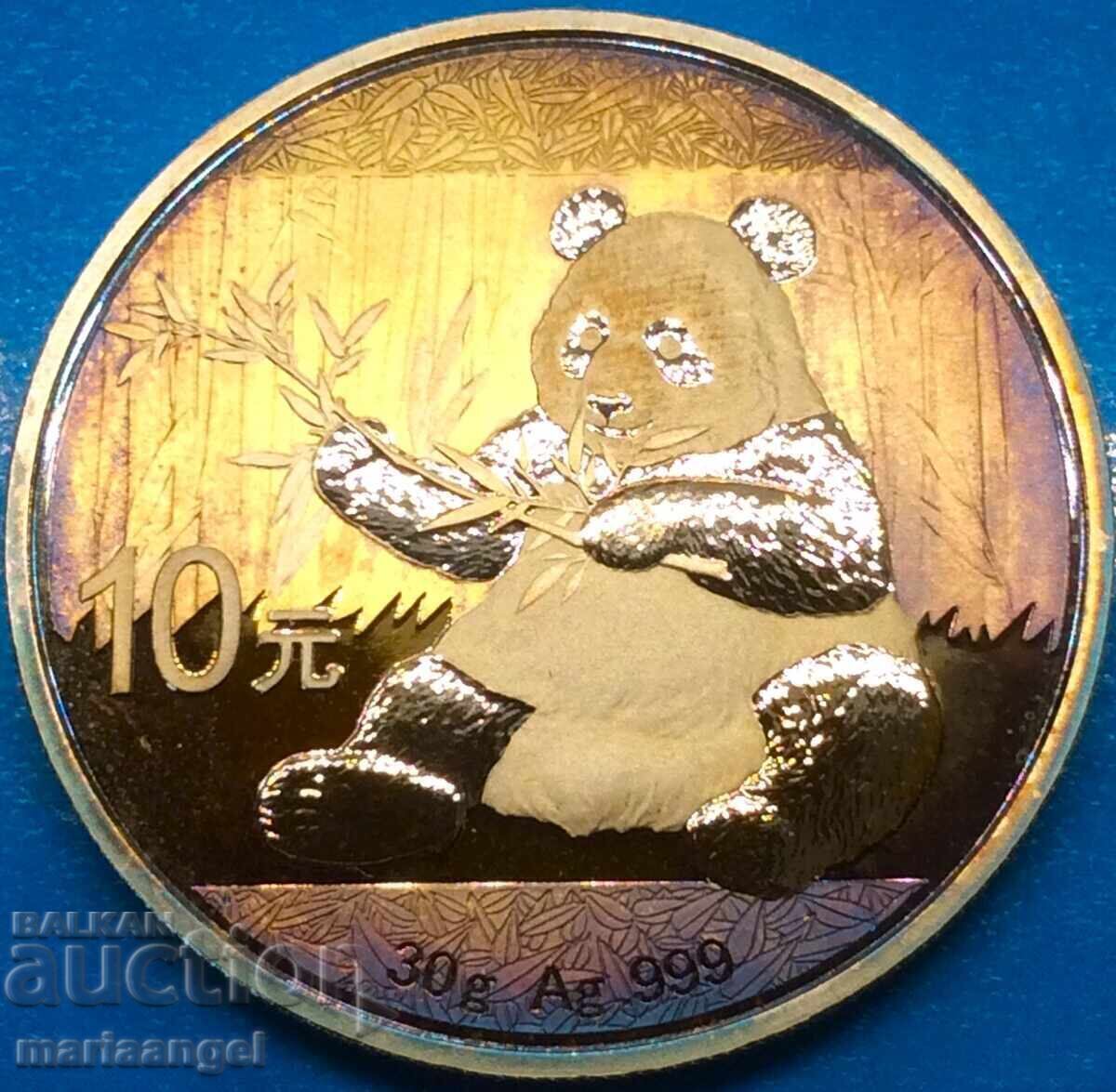 Licitație China 10 Yuan 2017 1oz Unc PROOF Panda argint+aur de 24K 0,999