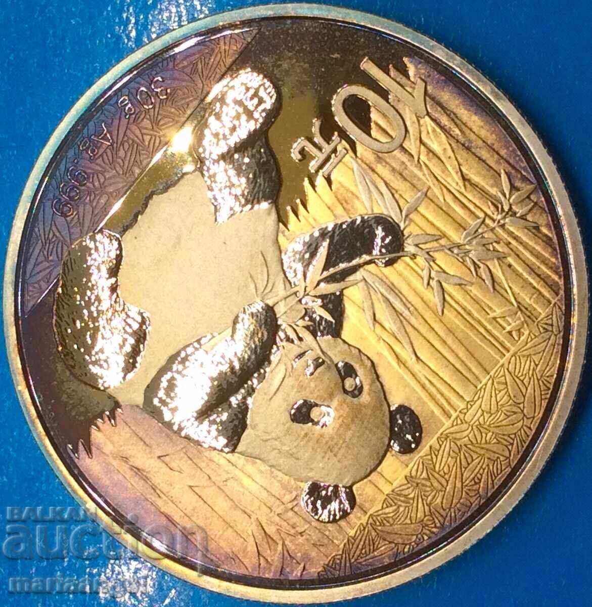 China 10 Yuan 2017 1oz Unc PROOF Panda argint+aur de 24K 0,999 - 5