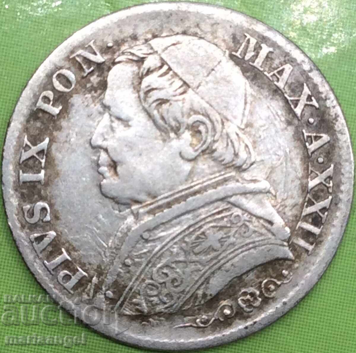 Delivery of 5 Soldi 1867 Vatican Pius IX Patina Silver - RARE Patina