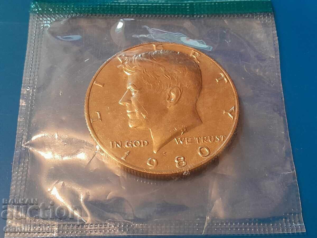 *$*Y*$* ΗΠΑ 1/2 HALF HALF ΔΟΛΑΡΙΟ 1980 ΓΡΑΜΜΑ P UNC *$*Y*$*