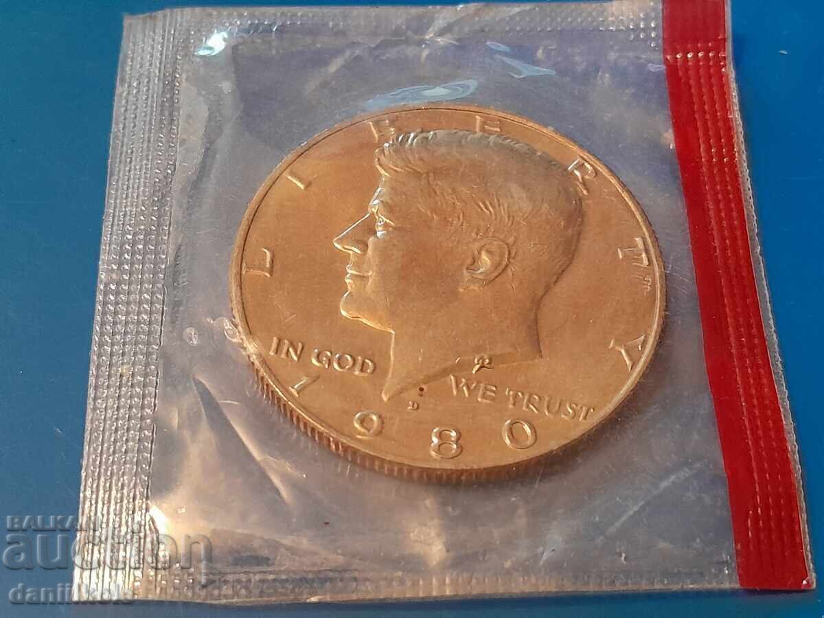 Παράδοση *$*Y*$* ΗΠΑ 1/2 HALF ΜΙΣΟ ΔΟΛΑΡΙΟ 1980 ΓΡΑΜΜΑ D UNC *$*Y*$*