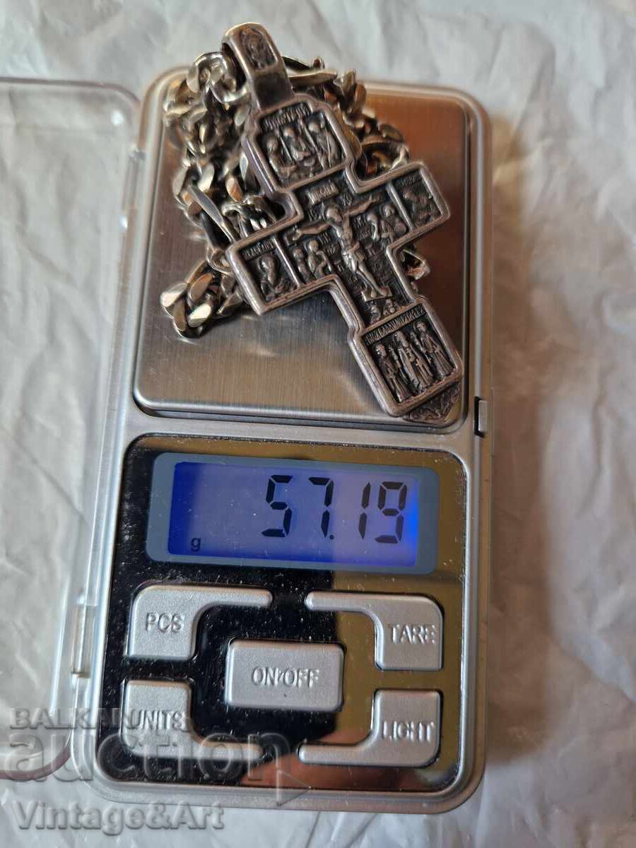 Silver Chain and Cross, 925 hallmark - 7