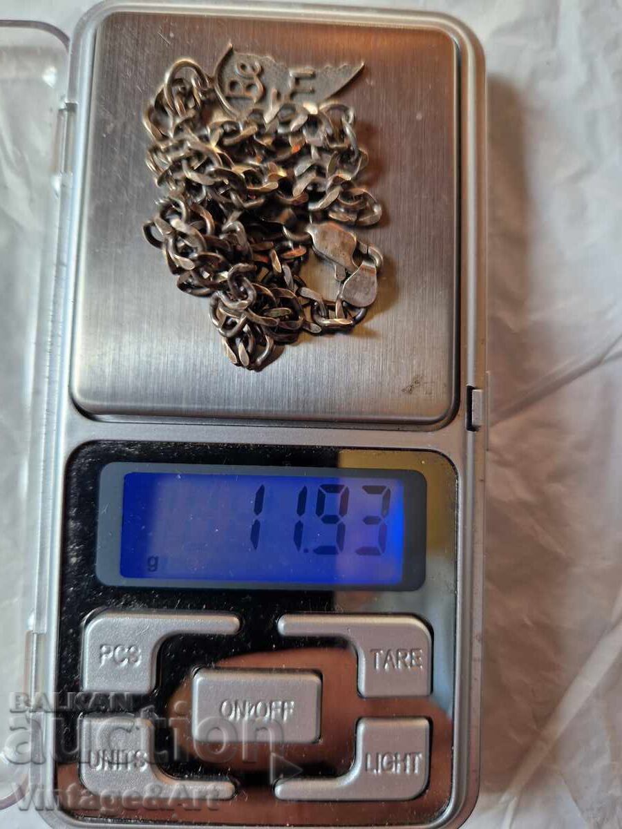 Silver Chain with Half Pendant, 925 Sterling Silver - 7