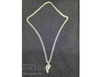 Silver Chain with Half Pendant, 925 Sterling Silver